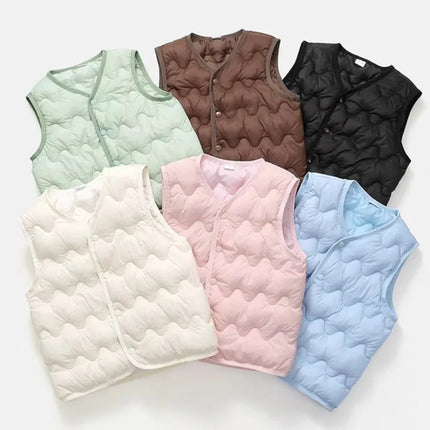 New Children Warm Cotton Vest Fashion Solid Boys Girls Baby Toddler Autumn Winter Waistcoats Casual Versatile Kids Clothing Tops