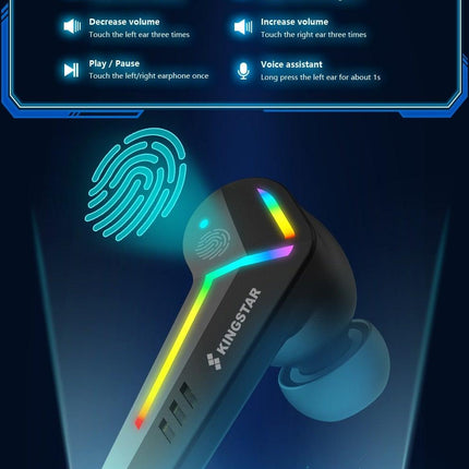 Gaming Headsets Wireless Earphones Low Latency Bluetooth Headphone Sports Noise Cancelling Earbuds With Mic Sports Headphones Wireless Bluetooth Headphones With Microphone 5H Playtime Wireless Running Earbuds