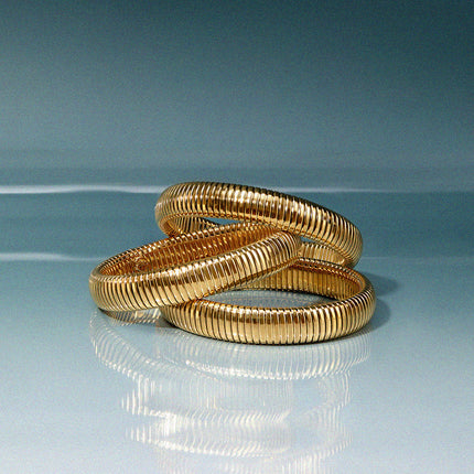 Flex Snake Chain Bracelet- Set of 3 (12mm wide)- Gold