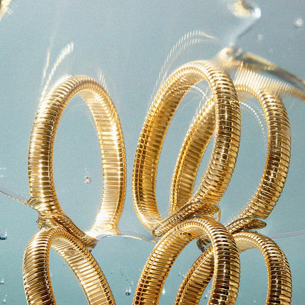 Flex Snake Chain Bracelet- Set of 3 (12mm wide)- Gold