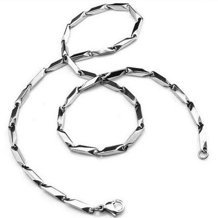 Waterproof Silver Square Bar Chain Necklace for Men Heavy Stainless Steel for Boys Jewelry Girls Jewellery