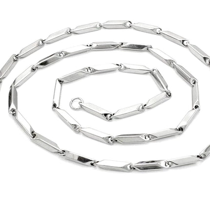 Waterproof Silver Square Bar Chain Necklace for Men Heavy Stainless Steel for Boys Jewelry Girls Jewellery