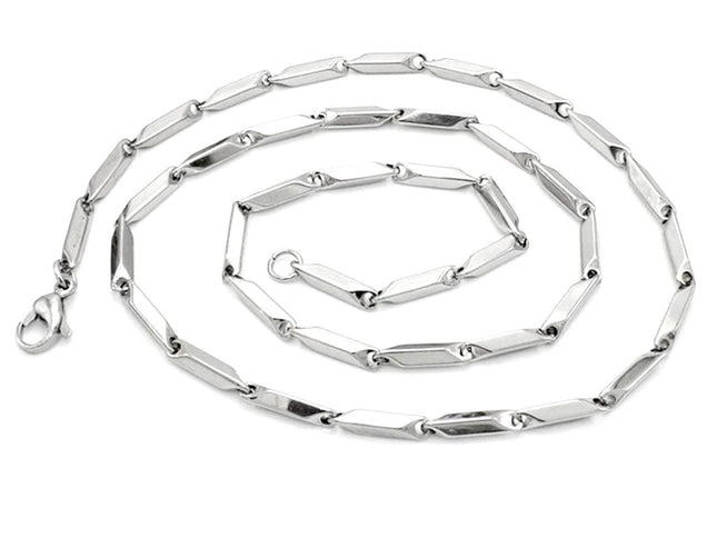 Waterproof Silver Square Bar Chain Necklace for Men Heavy Stainless Steel for Boys Jewelry Girls Jewellery
