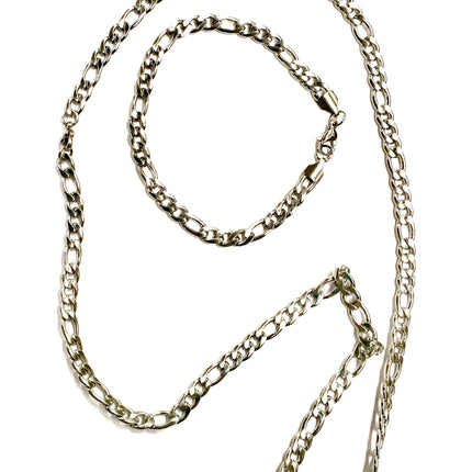 Set - Bracelet and necklace curb chain set silver or gold stainless steel waterproof jewelry for man boy christian jewelry jewellery
