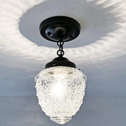 Antique Acorn Glass Ceiling Light with Chain | 6″