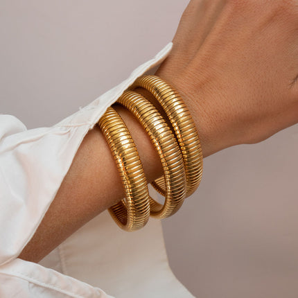 Flex Snake Chain Bracelet- Set of 3 (12mm wide)- Gold