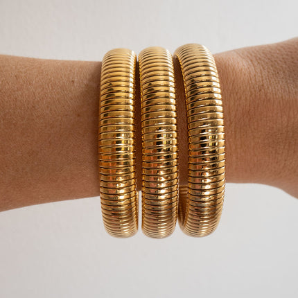 Flex Snake Chain Bracelet- Set of 3 (12mm wide)- Gold