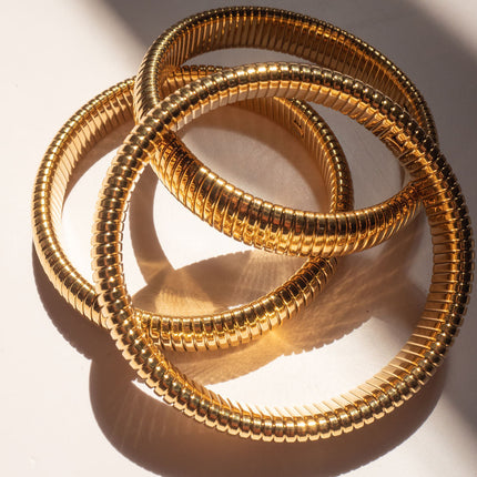 Flex Snake Chain Bracelet- Set of 3 (12mm wide)- Gold