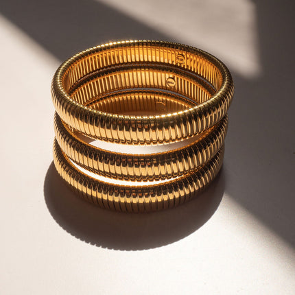 Flex Snake Chain Bracelet- Set of 3 (12mm wide)- Gold