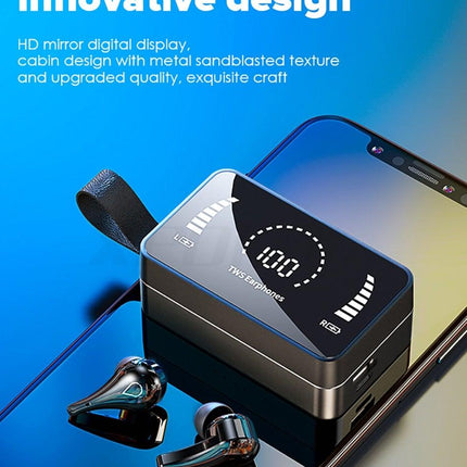 Luxury Earphone Bluetooth Compatible Headphones With Mic 3500mAh Mirror Charging Box Wireless Headphones Noise Cancelling HiFi Earbud Gaming Headsets Bluetooth MP3 Music Playes Sports Wireless Waterproof Touch Control Headphones