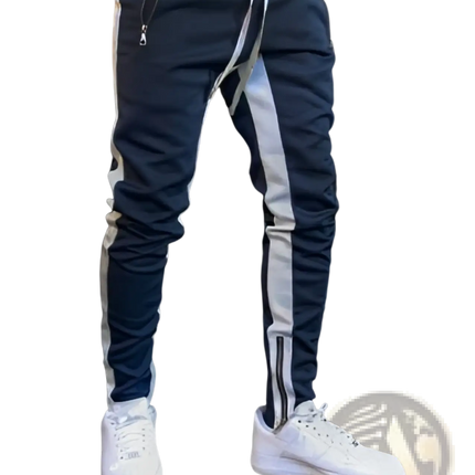 Men's Athletic Side Stripe Joggers with Zipper Cuffs