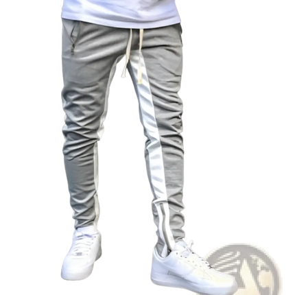 Men's Athletic Side Stripe Joggers with Zipper Cuffs