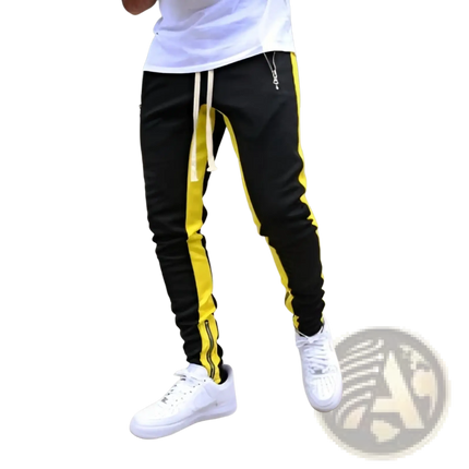 Men's Athletic Side Stripe Joggers with Zipper Cuffs