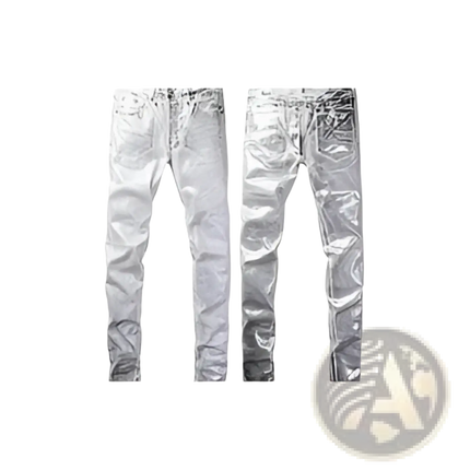Men's Distressed Slim Fit Patchwork Denim Jeans