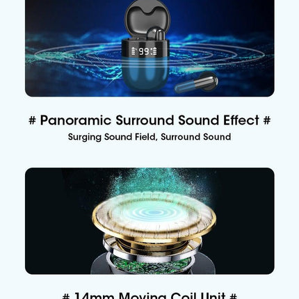 Sports WearableWireless  Headphones Fast Conecting Music Sweatproof Wireless Earbuds Smart LED Display Bluetooth Earphones HD Call Headphone With Microphone Touch Control Waterproof Headset With Charging Case 300mAH