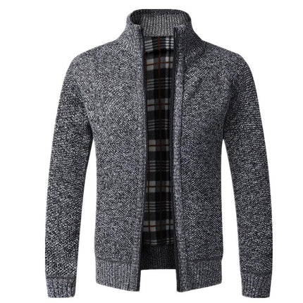 Simple Quality Autumn Winter New Men's Jacket Slim Fit Jacket Slim Fit Thick Sweaters Male Jacket Men Solid Cotton Thick Warm Sweater With Pockets  Fashion Warm Cold Weather Classic Jacket
