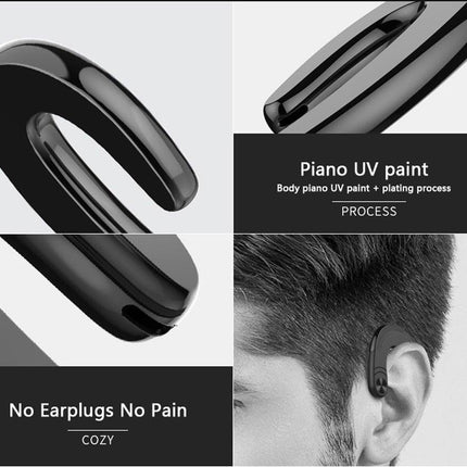 Single Bluetooth Office Headphone Exquisite Painless Wearing Earphone Wireless Noise Cancelling Earbuds Handsfree Bone Conduction Headset Wireless Over Ear Hooks Earbuds Ergonomic Design Headphones with Mic