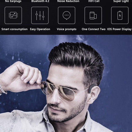 Single Bluetooth Office Headphone Exquisite Painless Wearing Earphone Wireless Noise Cancelling Earbuds Handsfree Bone Conduction Headset Wireless Over Ear Hooks Earbuds Ergonomic Design Headphones with Mic