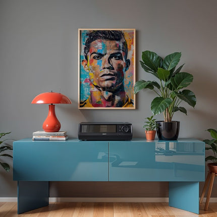 Street Art Fußball Legende Ronaldo · Pop Art Wandbild · Modernes Graffiti Poster ohne Rahmen
