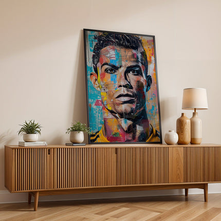 Street Art Fußball Legende Ronaldo · Pop Art Wandbild · Modernes Graffiti Poster ohne Rahmen