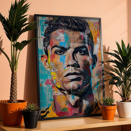Street Art Fußball Legende Ronaldo · Pop Art Wandbild · Modernes Graffiti Poster ohne Rahmen