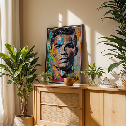 Street Art Fußball Legende Ronaldo · Pop Art Wandbild · Modernes Graffiti Poster ohne Rahmen
