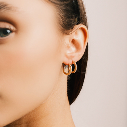 The Double Pavé Essential Huggie Hoop Earrings