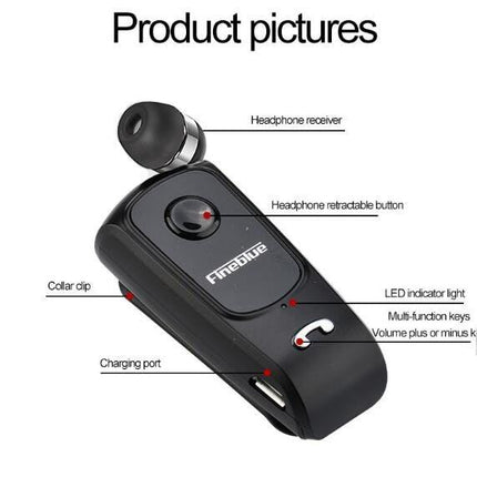 Unique Mini Wireless Earphone Retractable Portable Bluetooth Headset Calls Remind Vibration Sport Run Gamer Headphone Portable Design Comfortable HI-FI Stereo Earphones Noise Cancelling Bluetooth Earpiece
