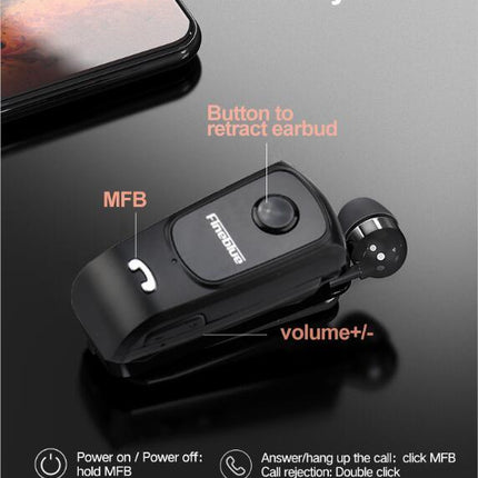 Unique Mini Wireless Earphone Retractable Portable Bluetooth Headset Calls Remind Vibration Sport Run Gamer Headphone Portable Design Comfortable HI-FI Stereo Earphones Noise Cancelling Bluetooth Earpiece