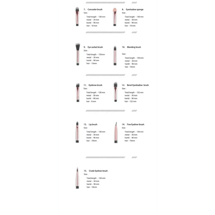Vintage Style 5/10/15Pcs Makeup Brushes Set Powder Eye Shadow Foundation Blush Blending Make Up Brush Beauty Cosmetic Kit Tools