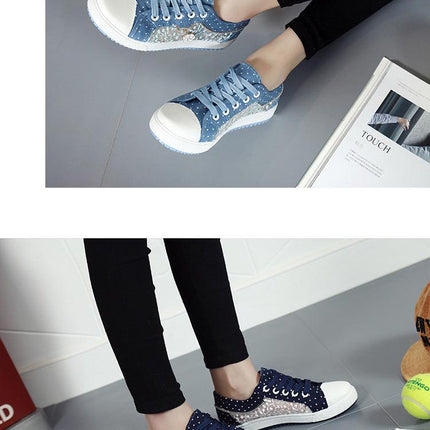 Women's Casual Shoes Summer Fashion Low Top Women's Sneakers Breathable Mesh Low Casual Canvas Shoes Lace-up Classic Shoes Comfortable Tennis Shoes For Walking