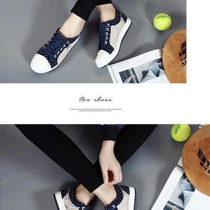 Women's Casual Shoes Summer Fashion Low Top Women's Sneakers Breathable Mesh Low Casual Canvas Shoes Lace-up Classic Shoes Comfortable Tennis Shoes For Walking